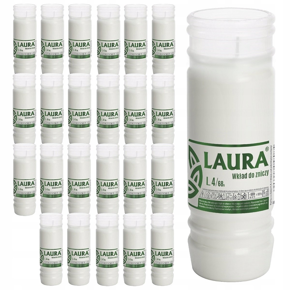 Bispol Laura L4 Paraffine Kaarsen inzetstukken - 24 stuks, ~68 uur brandtijd