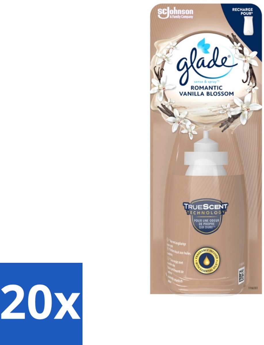 20 x Glade - Sense & Spray - Romantic Vanillebloesem - 18 ml - Romantische Geur - Vanillebloesem - Witte Orchidee - Sandelhout - Geurafgifte