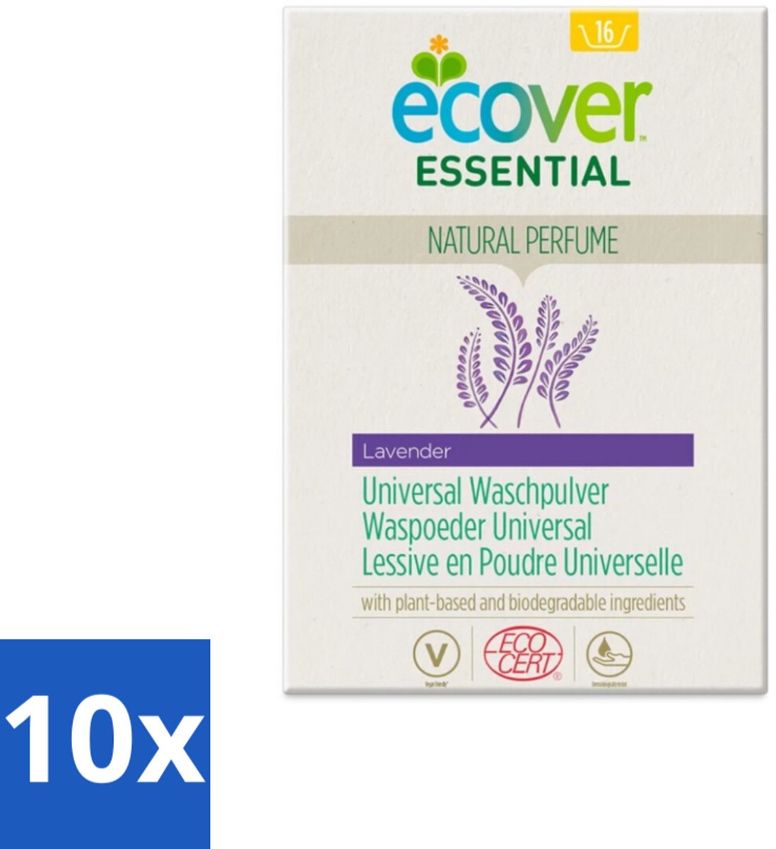 10 x Ecover - Waspoeder Essential - Universal - 1,2 kg - Waspoeder - Witte Was - Plantaardig Waspoeder - Biologisch Afbreekbaar - Milieuvriendelijk Waspoeder