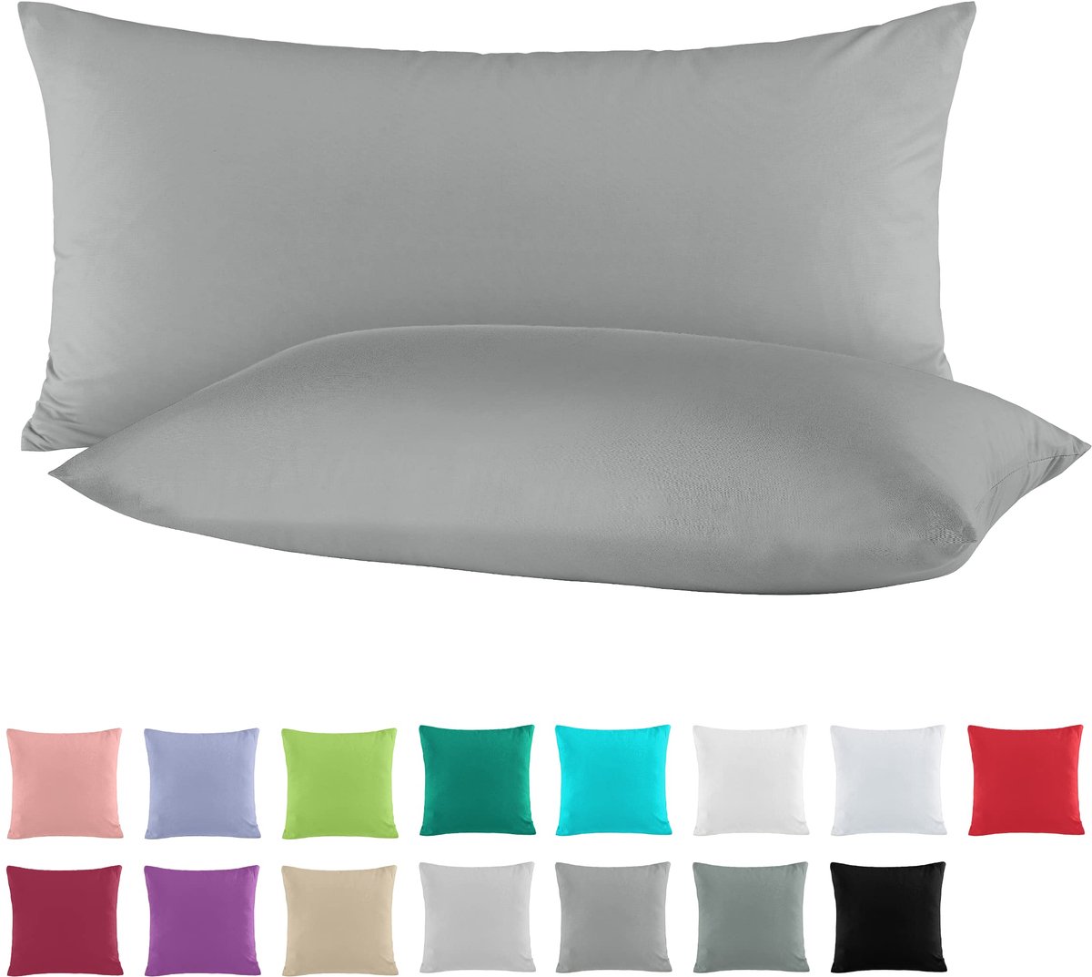 Kussensloop 40 x 80 cm - 100% katoen - staalgrijs en donkergrijs - ideaal voor extra comfort - ShopVlot