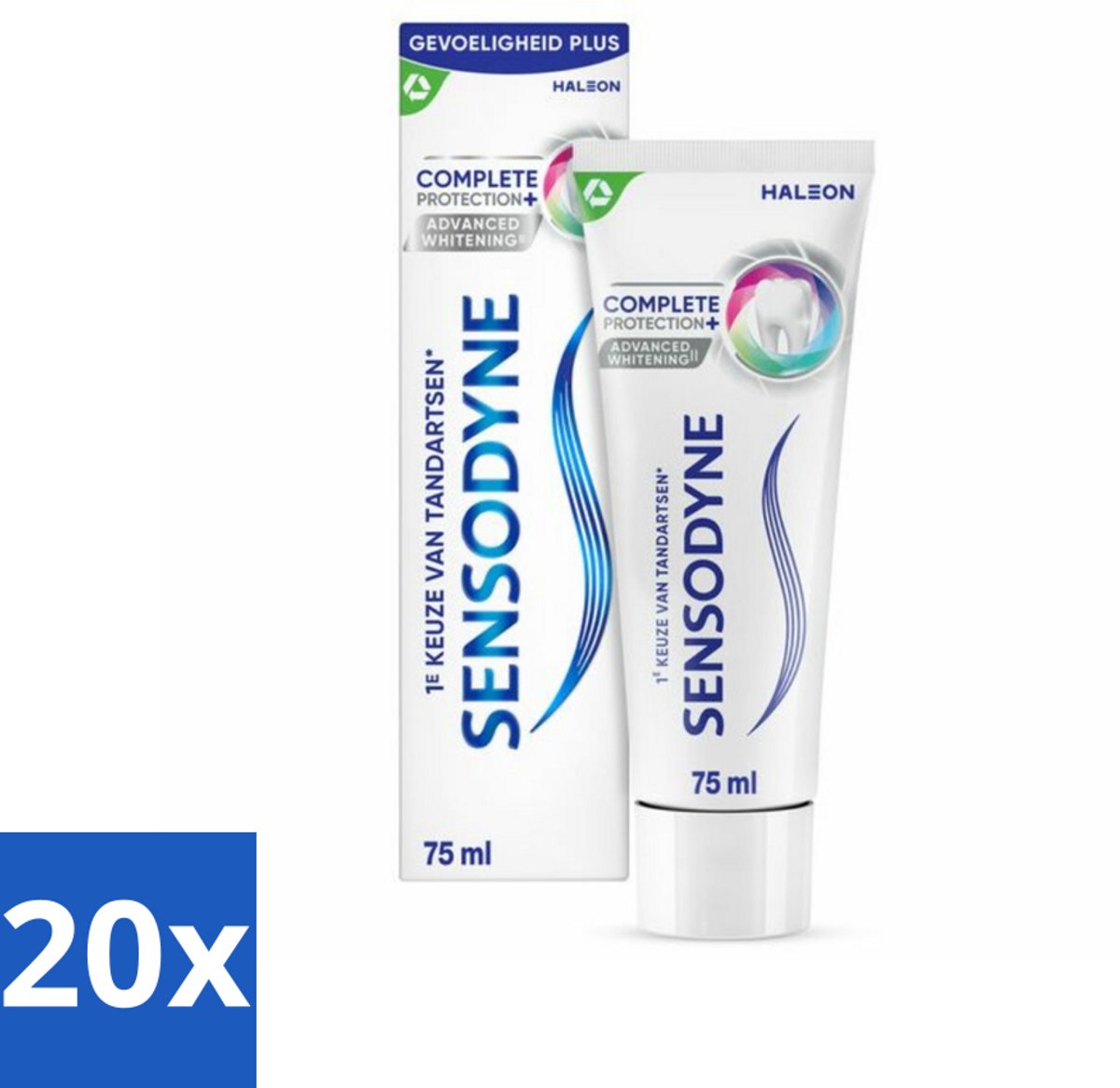 20 x Sensodyne - Tandpasta - Complete Protection + Advanced Whitening - Witte Tanden - 75 ml - Gevoelige Tanden - Tandpasta - Whitening - Tanden Reinigen - Tanden Beschermen