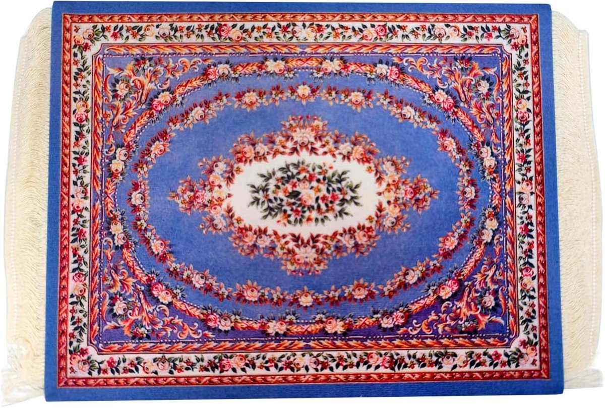 Muismat kleine 28 x 18 cm - Oosters tapijt patroon - met kwastjes - stijlvol computeraccessoire - ShopVlot