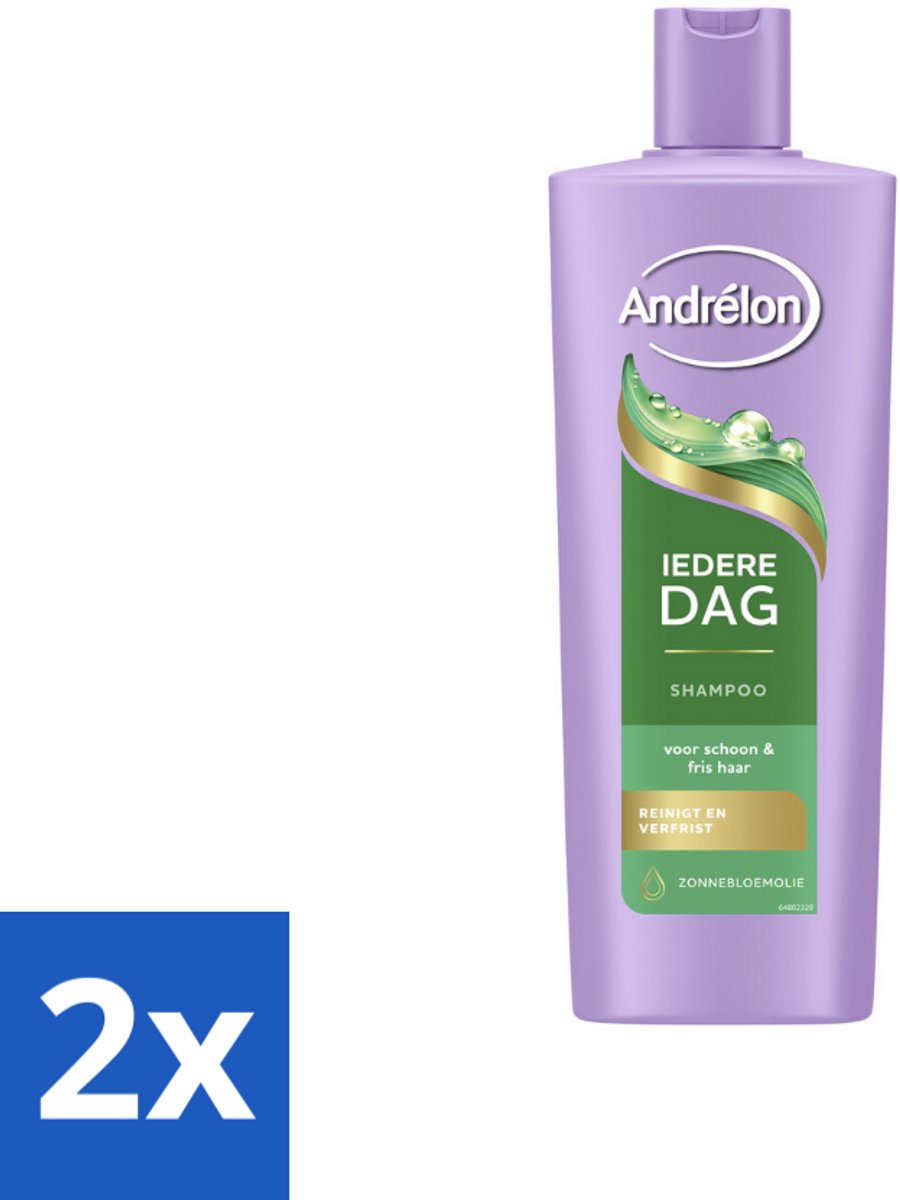 2 x Andrélon – Shampoo – Iedere Dag – 400 ml - Dagelijks Haar Wassen - Fris Haar - Gezond Haar - Zonnebloemolie Shampoo - Milde Shampoo