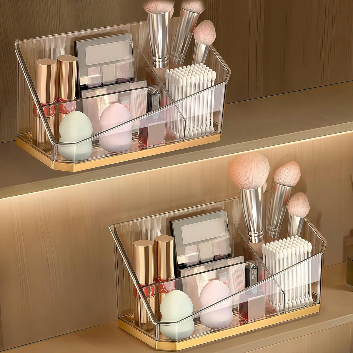 HARLIANGXY Mirror Cabinet Organiser for Indoor, 2 Pieces, Bathroom Cabinet, Storage Box, Plastic Makeup Organiser - ShopVlot