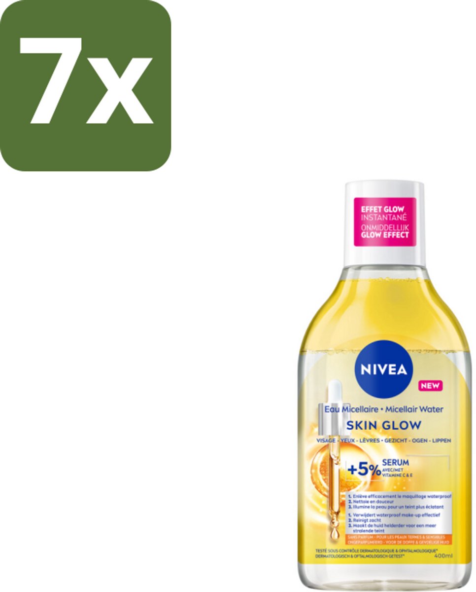 NIVEA - Micellair Water - Serum Verrijkt Stralend - Verwijdert Waterbestendige Make-up - 400 ml - Bulkverpakking - 7 stuks