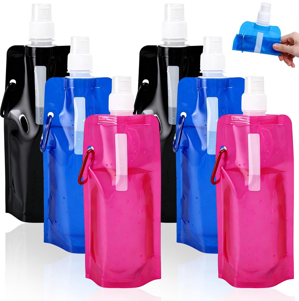 Vouwbare waterflessen set van 6, 500 ml per fles