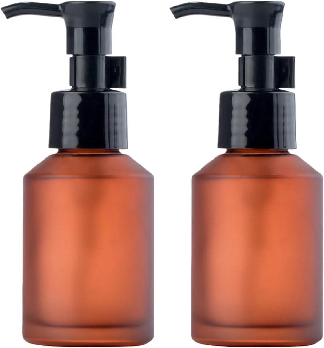 2PCS 60ML/2oz Wine Red Glass Pump Bottles with Black Pump Top Cosmetic Makeup Cream Lotion Sample Travel Packaging - ShopVlot