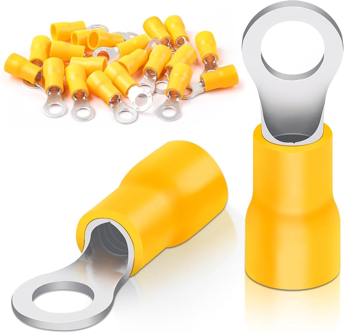 Bolatus Pack of 20 ring cable lugs, 4.0 - 6.0 mm², hole diameter M5, cable lugs, partially insulated, PVC cable - ShopVlot
