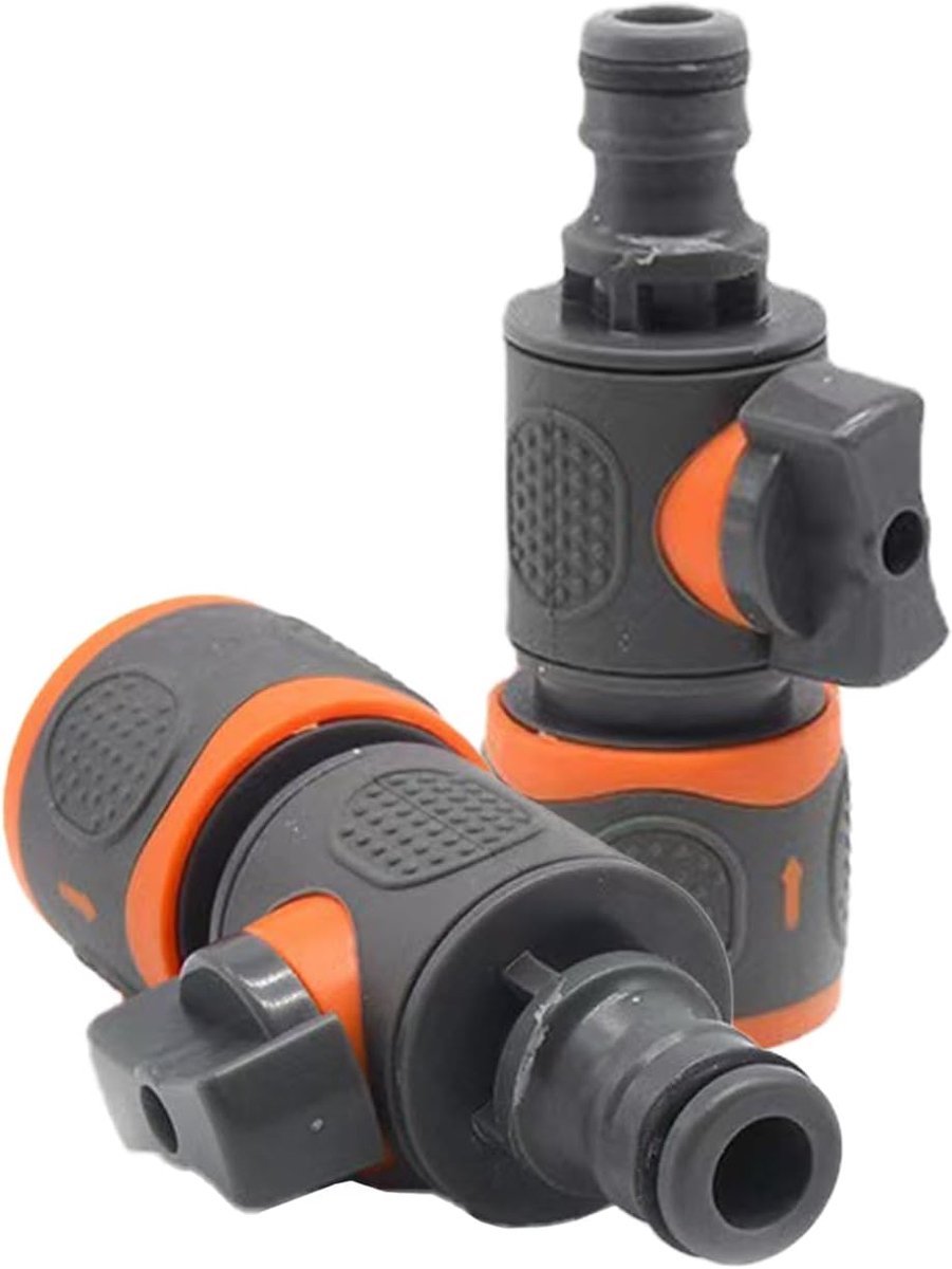 Pack of 2 Quick Coupling Tap Connection with Control Valve - Tap Connection with Quick Coupling for Garden Hose - ShopVlot