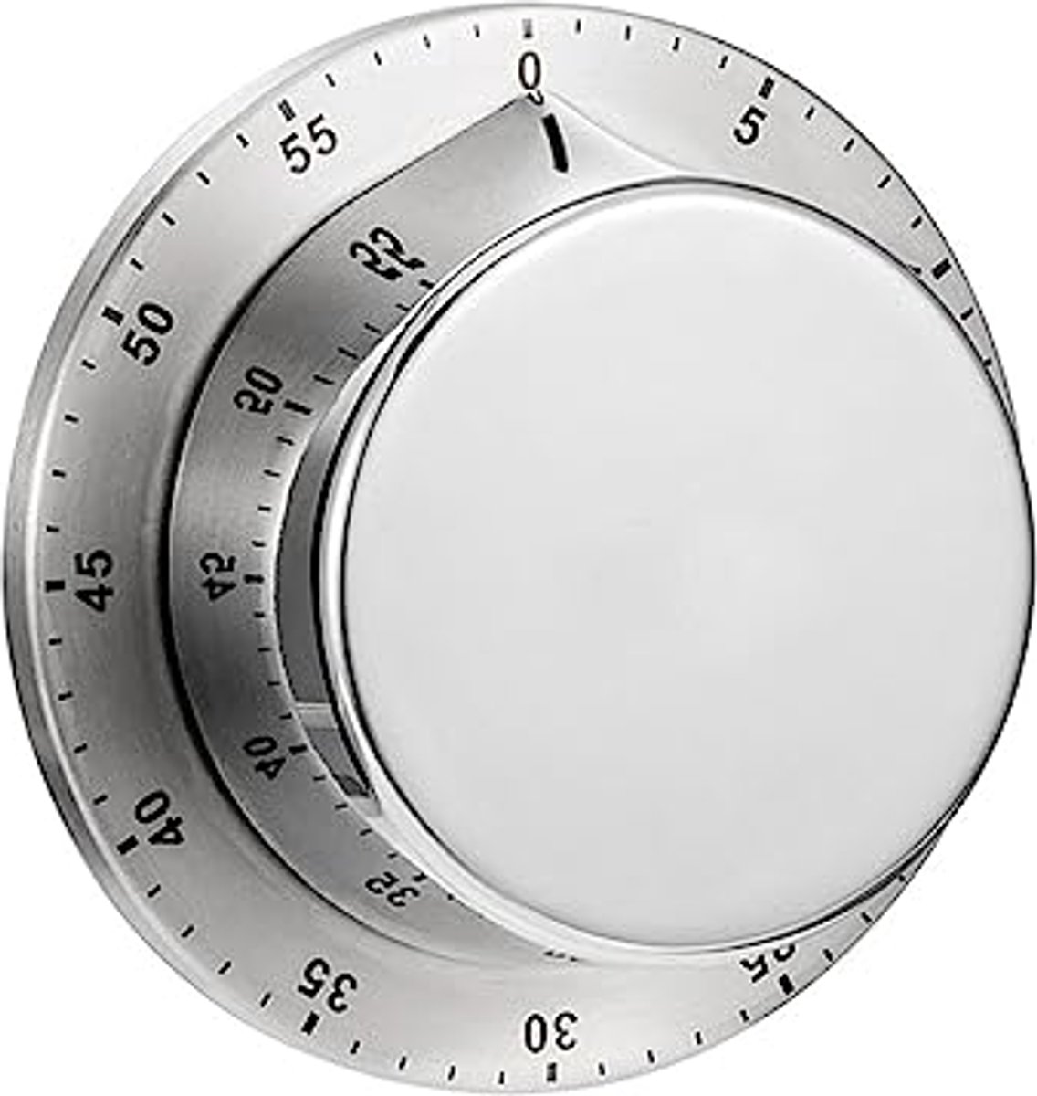 Visuele timer - handmatige mechanische keukentimer 60 minuten - magnetische voet - kook‑ en bakhulpmiddel - luid alarm - zilver