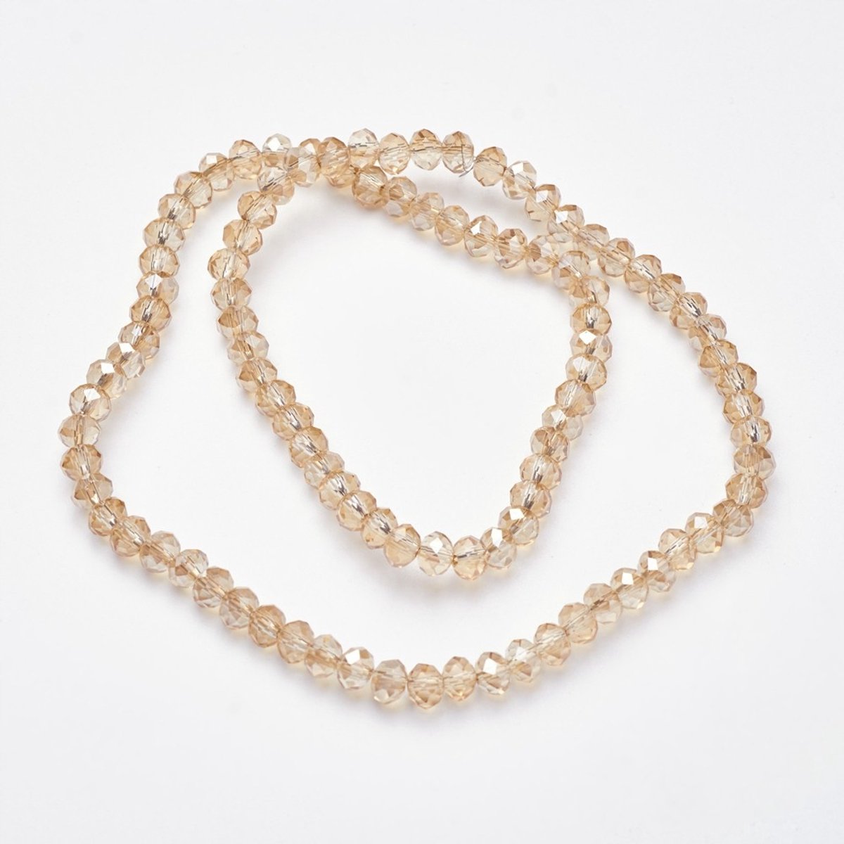 Glazen Kralen AB Kleur Facet Rondel Beige 6x4mm 100st/46cm