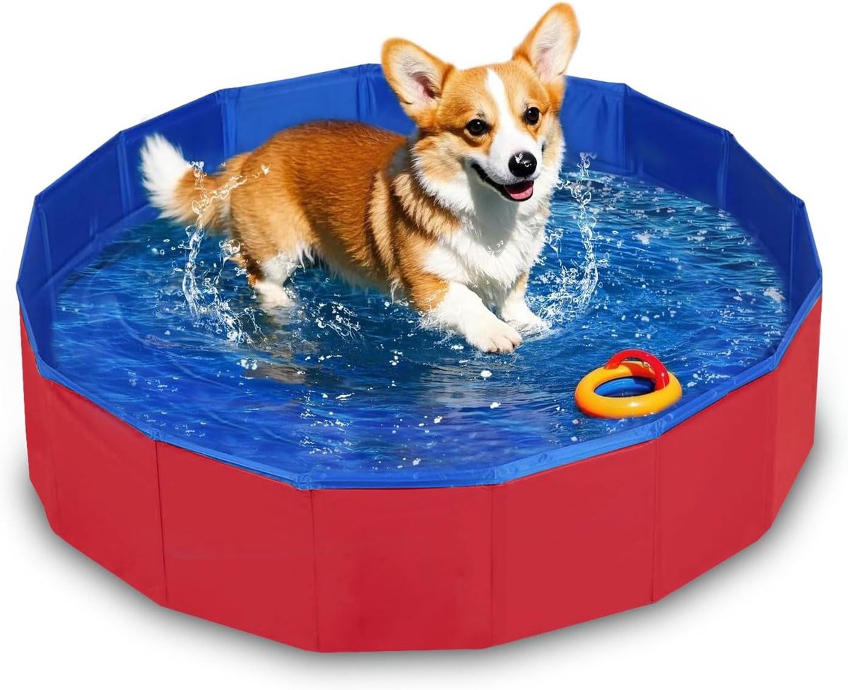 Foldable Dog Pool,50 x 8cm Dog Pool for Small Dogs,Pool for Dogs,Dog Pool with Drain Valve,Foldable Pool for Small - ShopVlot