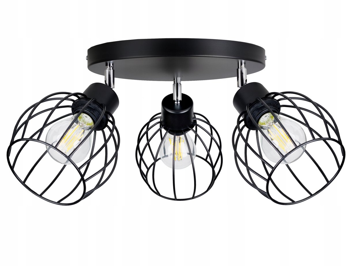 Moderne Plafondlamp met Draadbol Kappen, Verstelbaar, Zwart