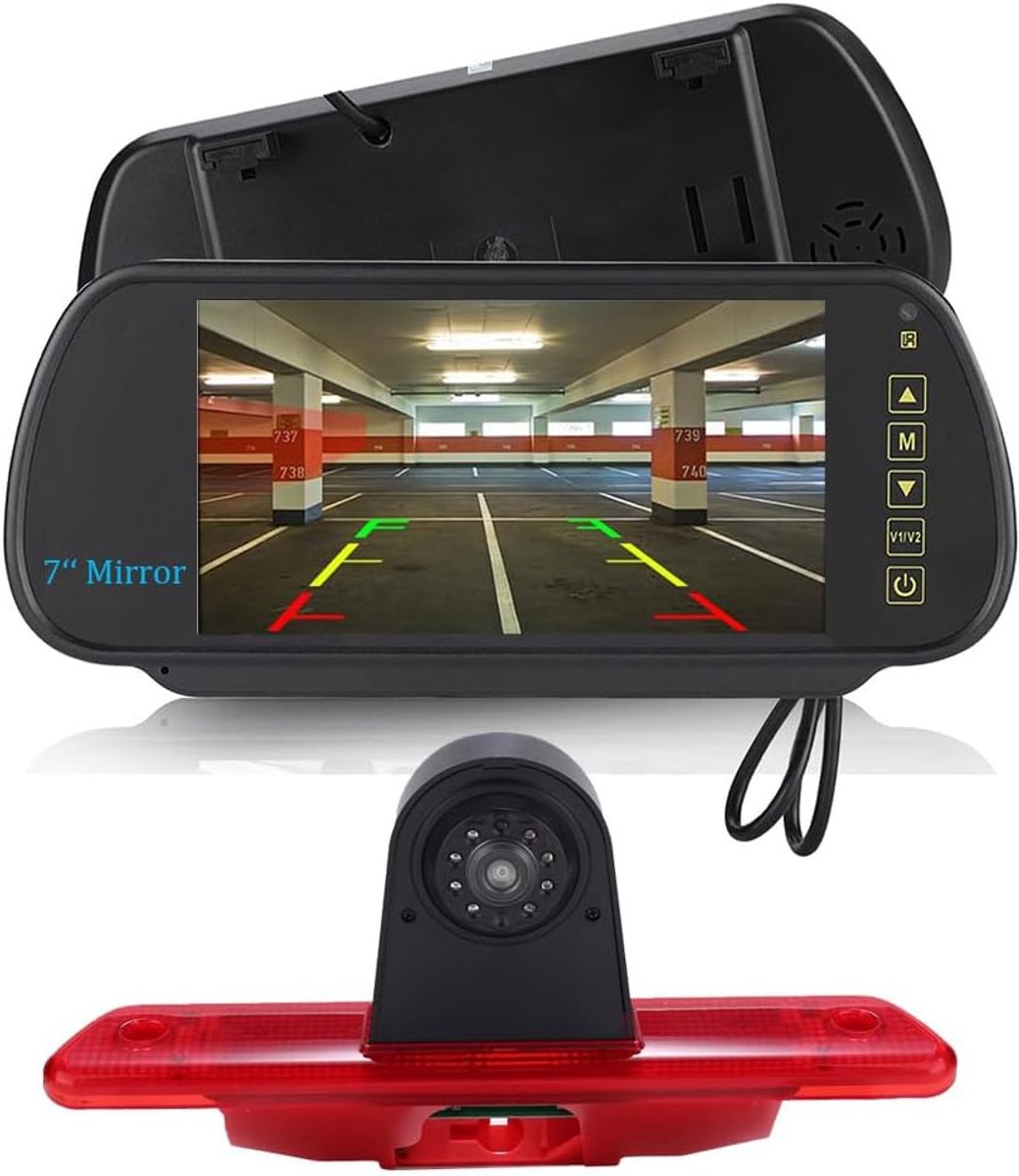 7 Inch Car Rearview Mirror Display Monitor LCD TFT Parking Aid Display + HD Night Vision Brake Light Rear View Camera - ShopVlot