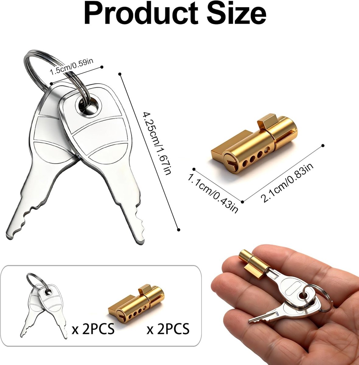 2 Padlocks with 4 Keys, Plug Lock, Theft Protection for Tow Bar, Compatible with Trailer for Earth Daxara, Maypole - ShopVlot