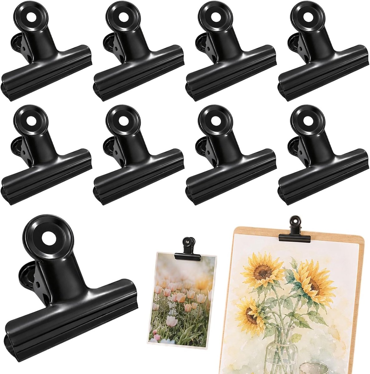 10 stuks 50 mm zwarte metalen bulldog clips, roestbestendig kantoor - ShopVlot
