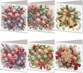 Kerstkaarten diamond painting - 6 Stuks - Diamond Painting Kerstkaarten - 30x15cm - Diamond Painting Wenskaarten - Christmas kaarten met enveloppen - Diamond painting complete set- Hobbypakket - Kerstkaarten maken