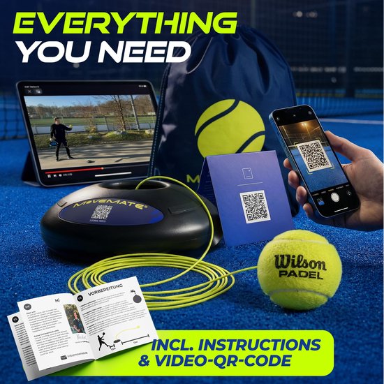 Padel Trainer - Solo Trainingsapparaat met Bal - Elastisch Koord & Watergevulde Basis - Antraciet — afbeelding 2