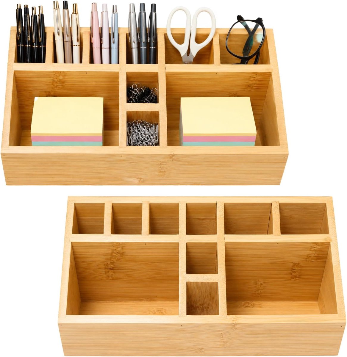 2 stuks bureau-pennenhouders van bamboe, 23 × 10 × 10 cm, voor thuis - ShopVlot