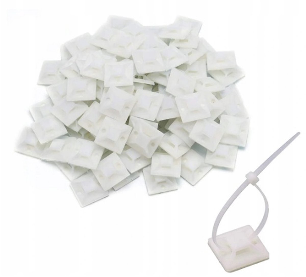 100x Zelfklevende Kabelclips Wit 30x30 mm