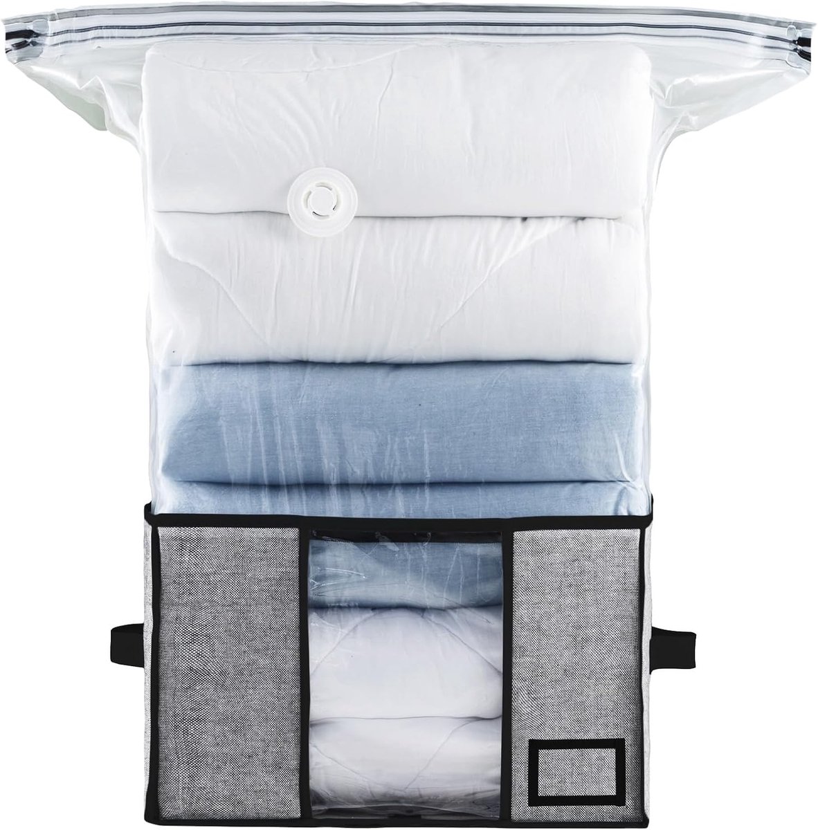 TAILI Vacuum Storage Bags with Box 2-in-1 Design 40 x 42 x 25cm Space Saving Vacuum Bags for Duvets, Clothes, Bedding - ShopVlot