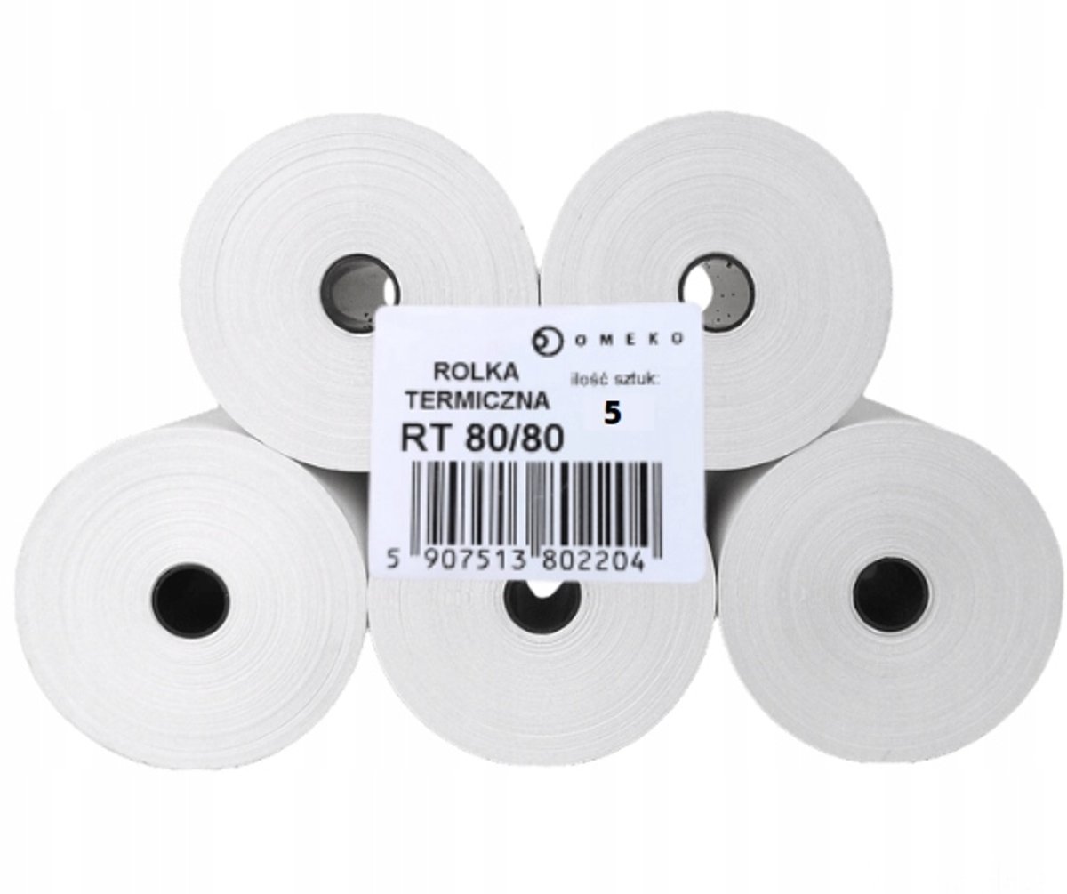 5x Thermische Kassabonrollen 80x80mm - BPA-vrij