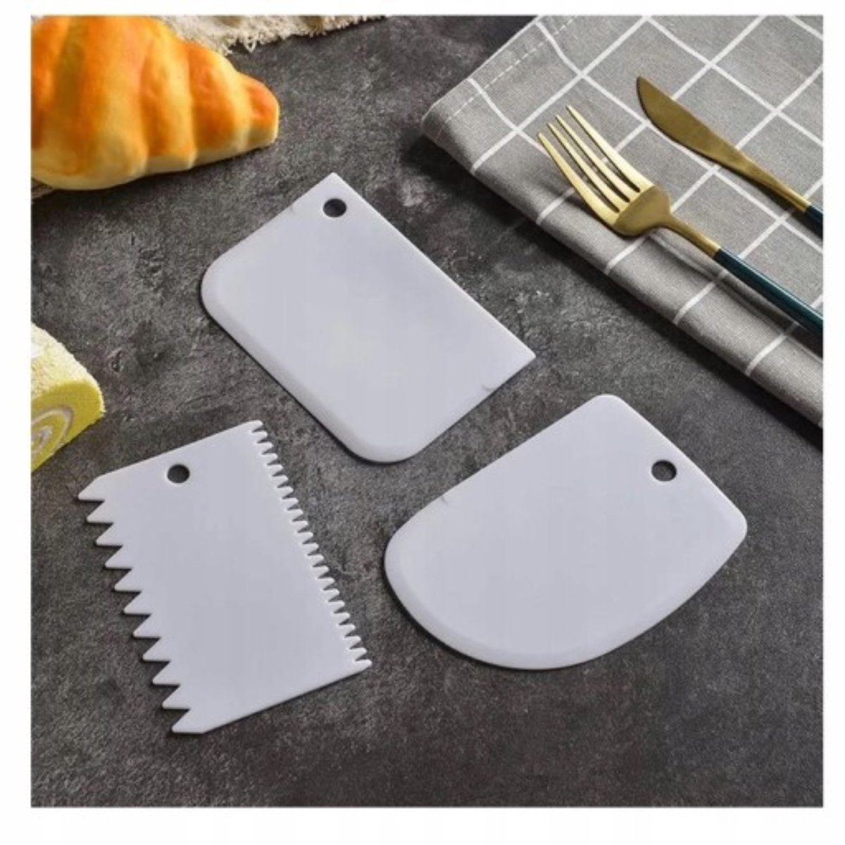 Set van 3 taartdecoratie spatels voor crème, glazuur en deeg