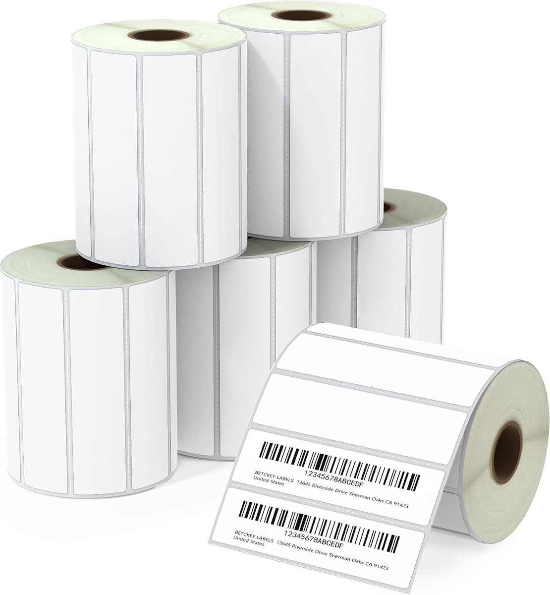 BETCKEY - 102mm x 25mm (4 in x 1 inch) multifunctional thermal labels, 1375 perforated labels per roll compatible with - ShopVlot
