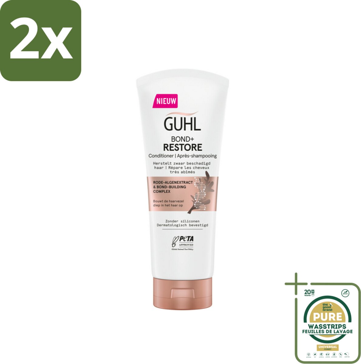 Guhl - Conditioner - Bond+ Restore - 200 ml - Voordeelverpakking - 2 stuks - Beschadigd haar - Haarherstel