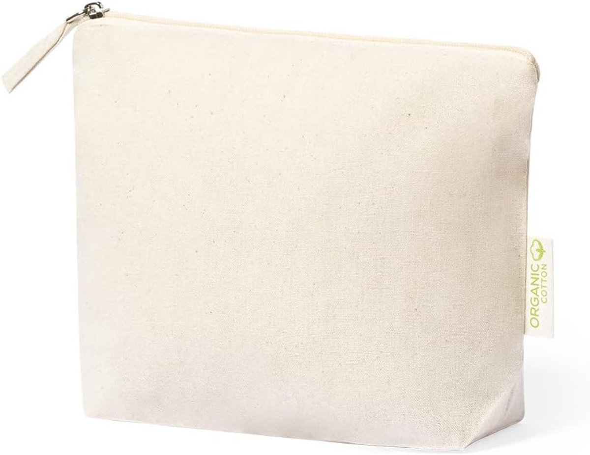 Toilettas dames 175 g/m² - 100% biologisch katoen - natuurlijke tint - perfect voor op reis - ShopVlot