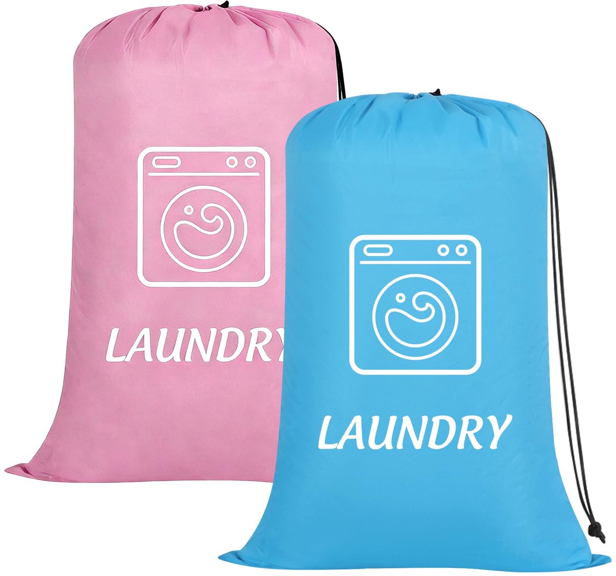 Waszakken grote reizen 24 x 36 inch - trekkoord - blauw + roze - ideaal voor onderweg - ShopVlot