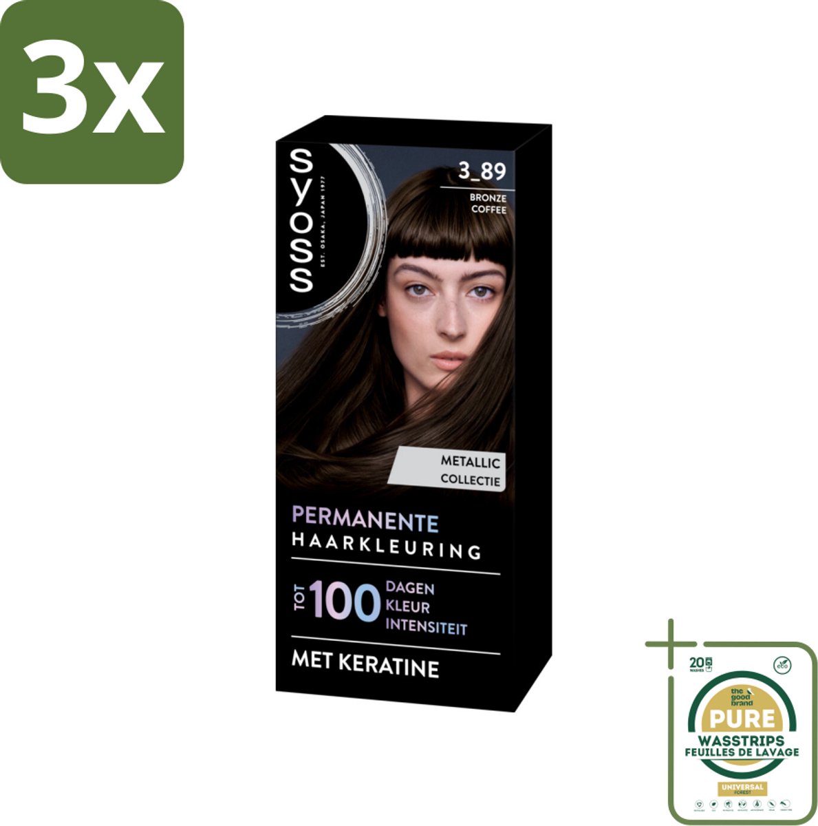 3 x SYOSS - Coloration 3-89 Bronze Coffee - Haarverf - Grijsdekking - Vermindert Haarbreuk - Grootverpakking - Haarverf - Grijsdekking - Keratine - Haarkleur - Haarverf 3-89