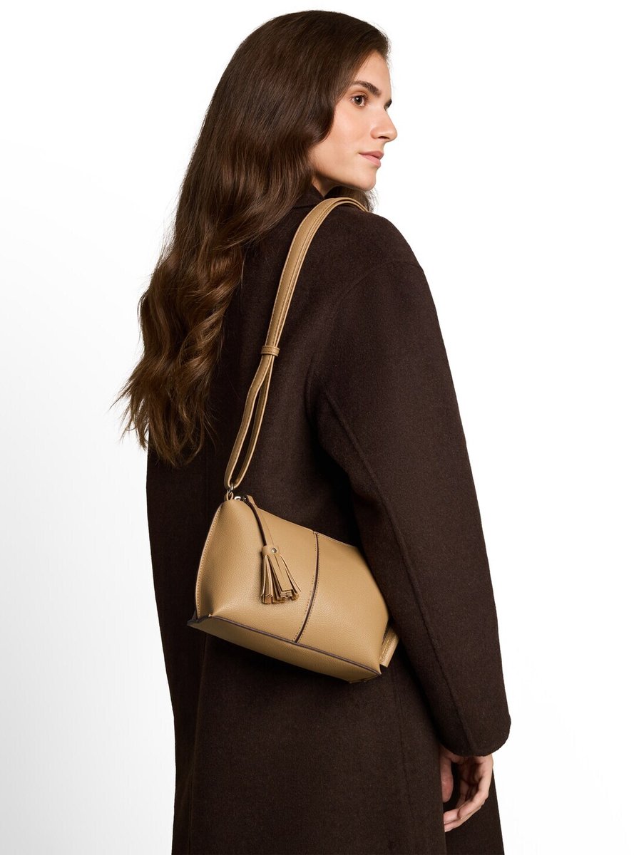 Tom Tailor - TTAVRIL S schoudertas met siernaad - Maat ONESIZE - camel / camel nature