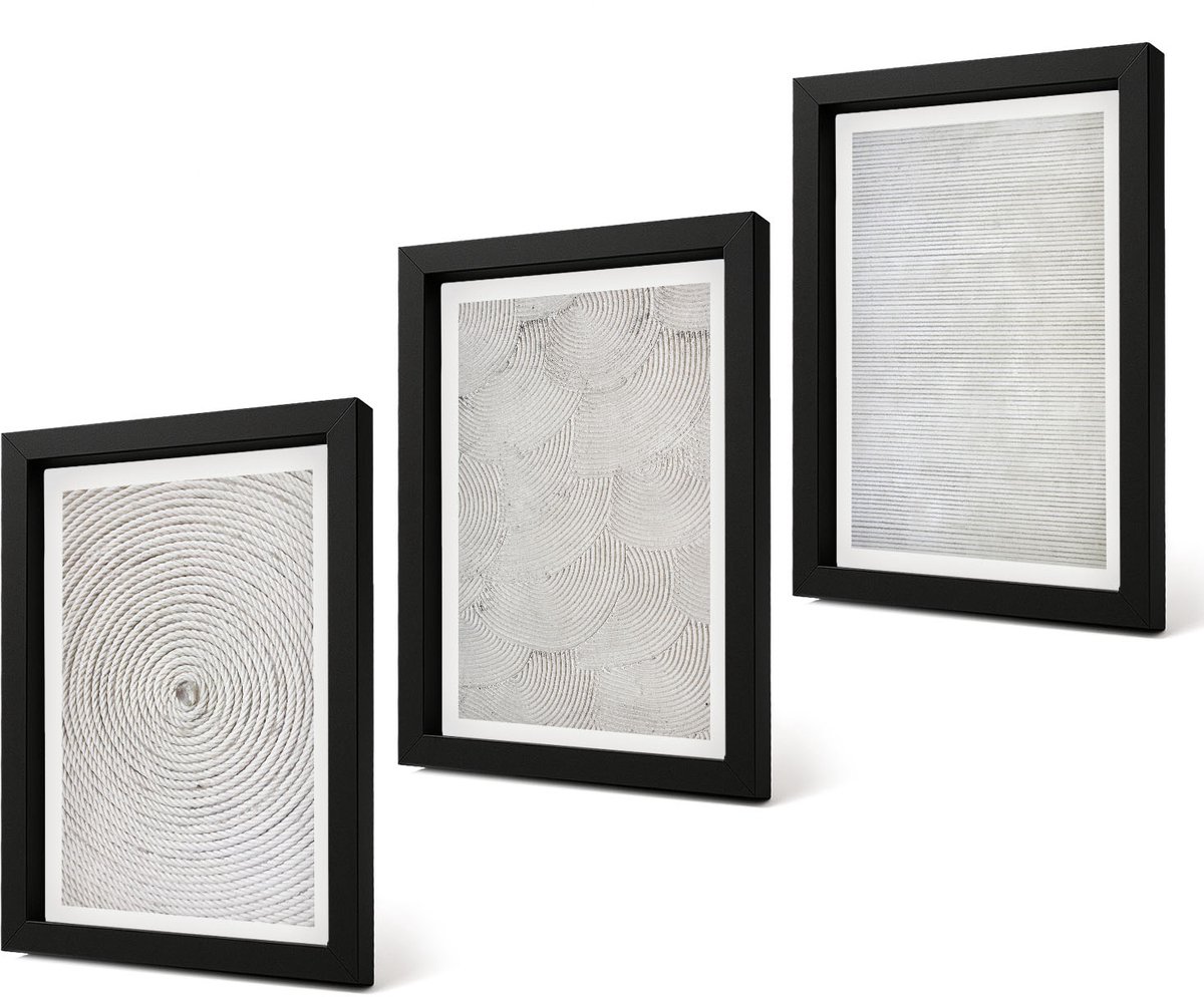 Coloray 4-Delige Schilderij Set - Geometrische kartonnen moderne patronen - 20 x 30 cm - Wanddecoratie - Muurdecoratie - Woonkamer - Interieur Decoratie