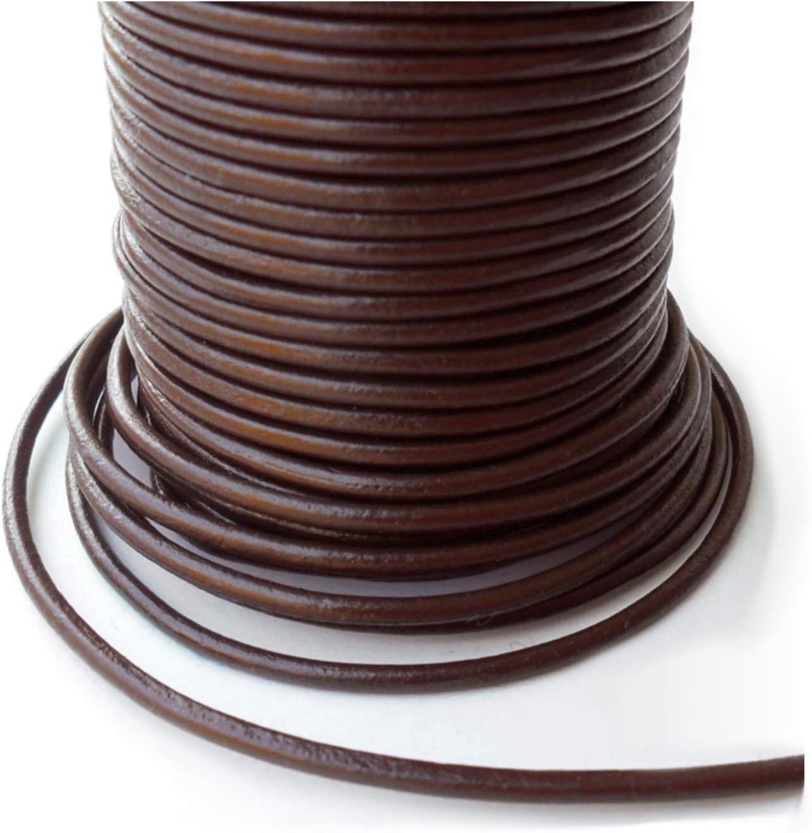 AURORIS - 10 m Leather strap round - diameter 2mm - brown - ShopVlot