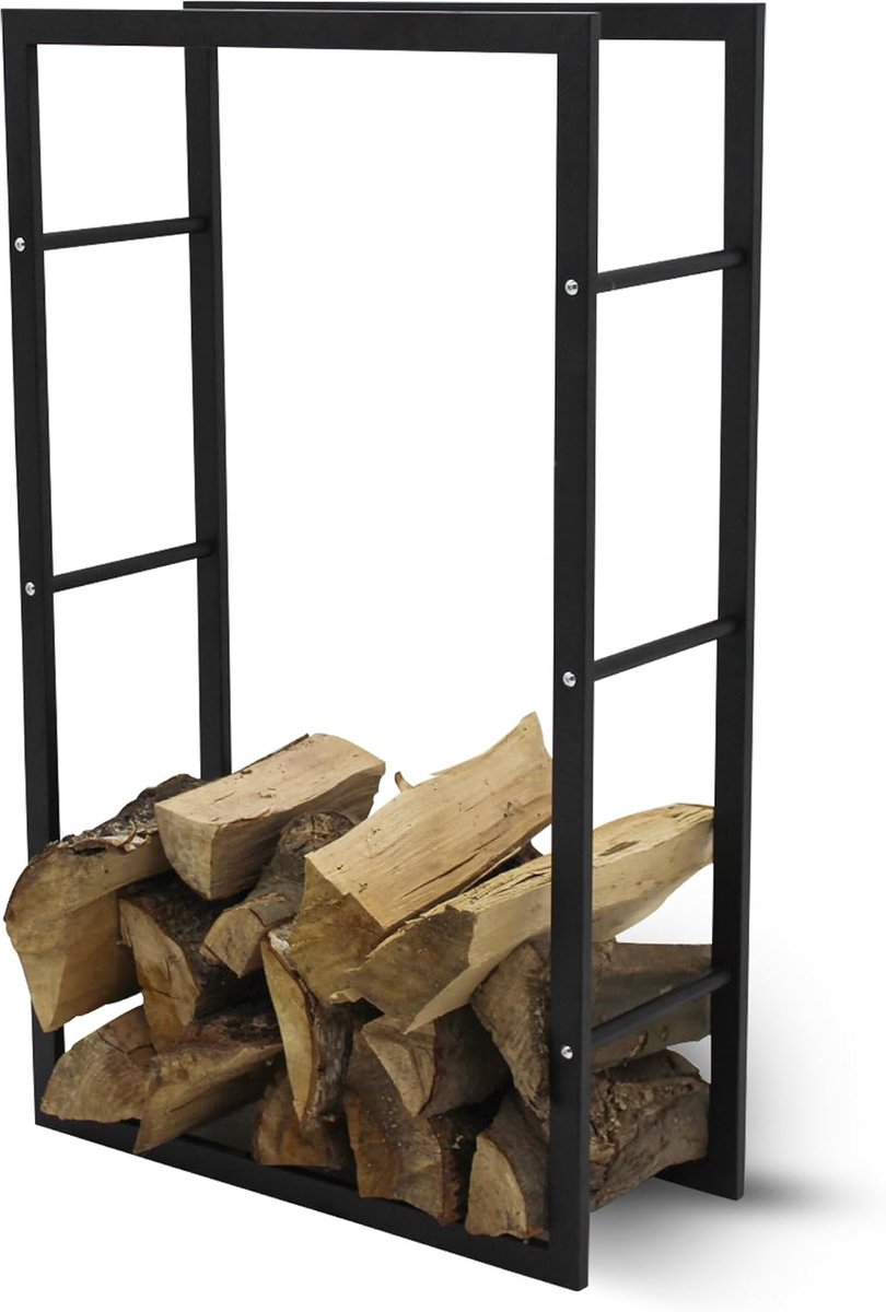 Houtopslagrek 60 x 25 x 115 cm - Metaal - 2 Planken - Handige opslag voor haardhout - ShopVlot