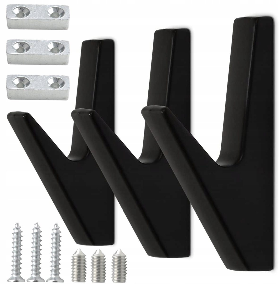 3x Merkloze Wandhaken - Zwart, Stevig & Stijlvol