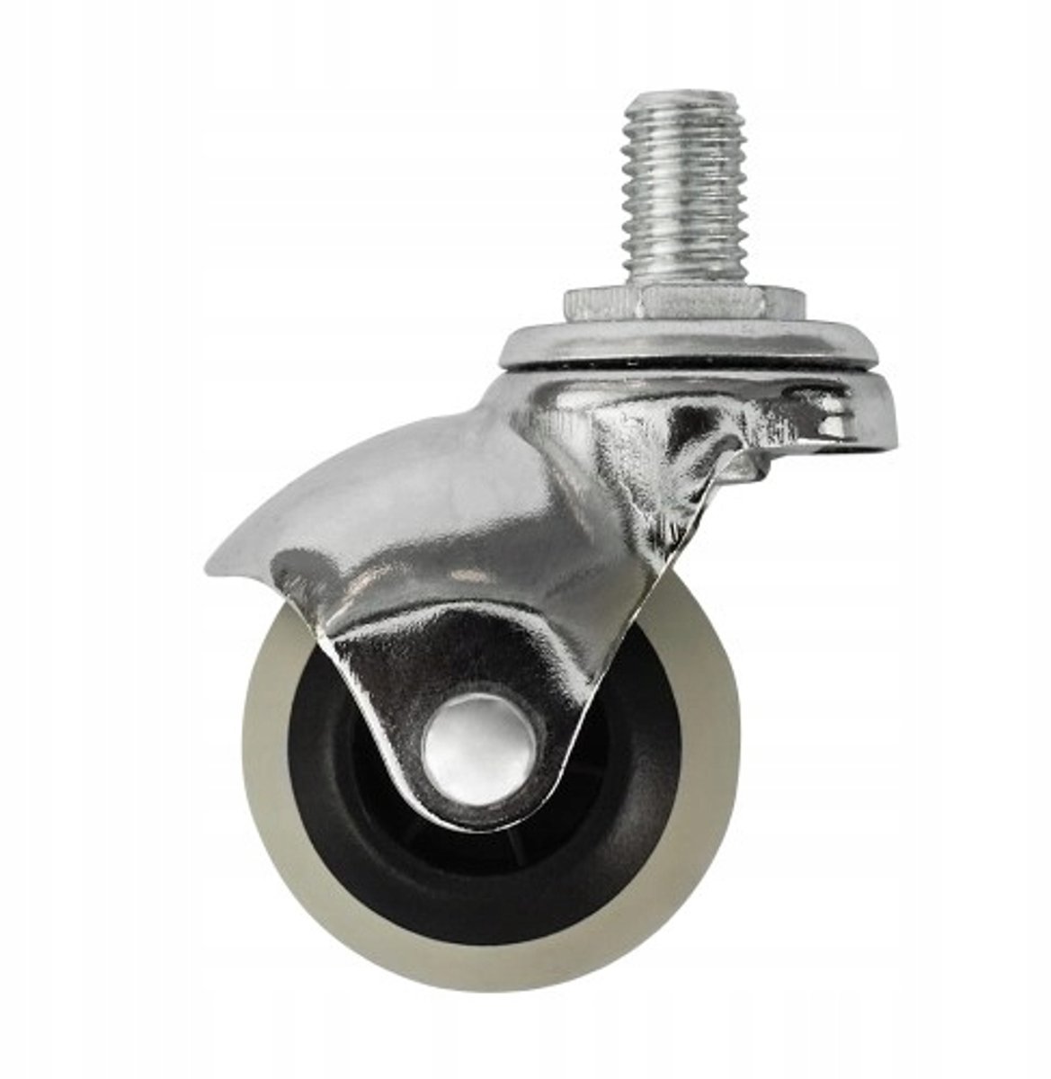 Zwenkbaar Meubelwiel 50mm Rubber met M10 Schroefdraad