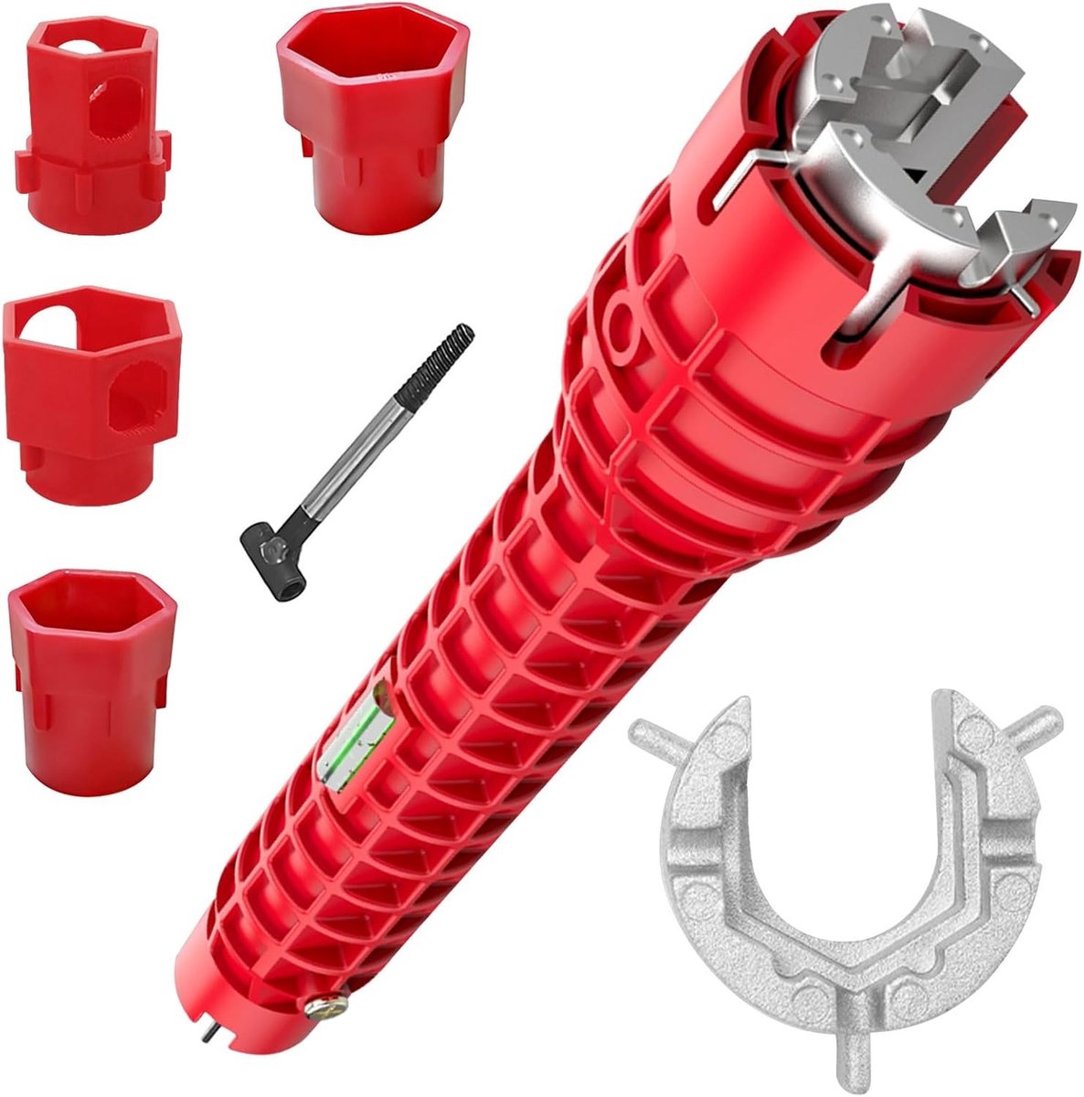Buitenkraan sleutel - Rood - 25 cm - Aluminiumlegering en ABS Kunststof - Multifunctioneel Sanitair Gereedschap