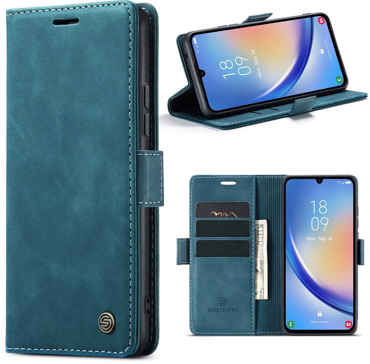 Solidenz hoesje - Geschikt voor Samsung Galaxy A27 - Bookcase - Blauw