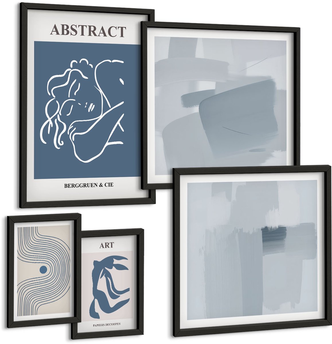 Tulup 4-Delige Schilderij Set - Stijlvolle abstracties en minimalistische kunstcomposities - 50 x 50 cm, 20 x 30 cm en 40 x 60 cm - Wanddecoratie - Moderne Interieurdecoratie - Stijlvolle Muurdecoratie