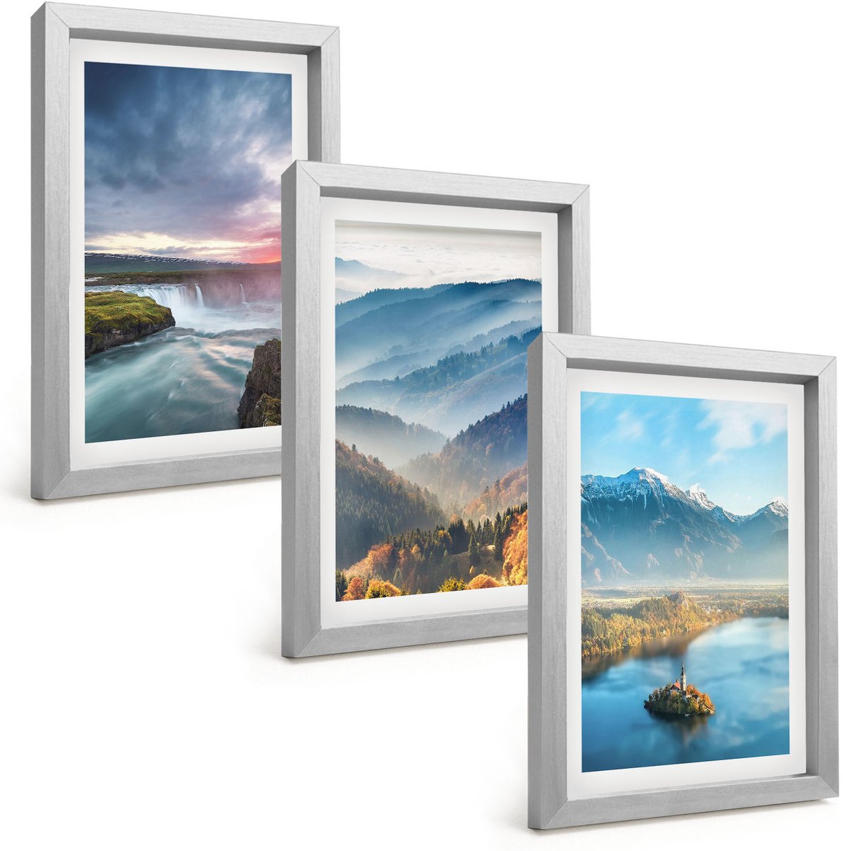Tulup 4-Delige Schilderij Set - Schilderachtige berglandschappen en watervallen in de natuur. - 20 x 30 cm - Muurdecoratie - Interieur Decoratie - Woonkamer Decoratie