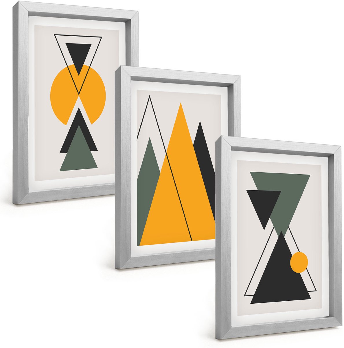 Tulup 4-Delige Schilderij Set - Abstracte geometrische vormen - 20 x 30 cm - Muurdecoratie - Schilderijen Set - Woonkamer - Woonkamer Decoratie