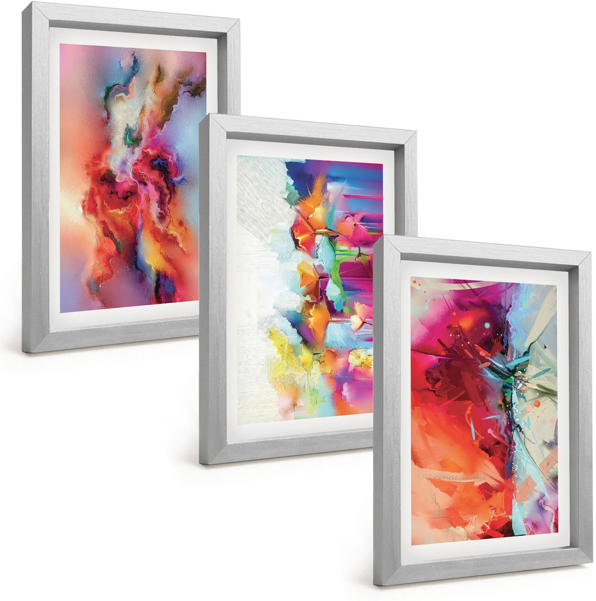 Tulup 4-Delige Schilderij Set - Kleurrijke abstracties met dynamische vormen en figuren - 20 x 30 cm - Moderne Wanddecoratie - Woonkamer - Woonkamer Decoratie