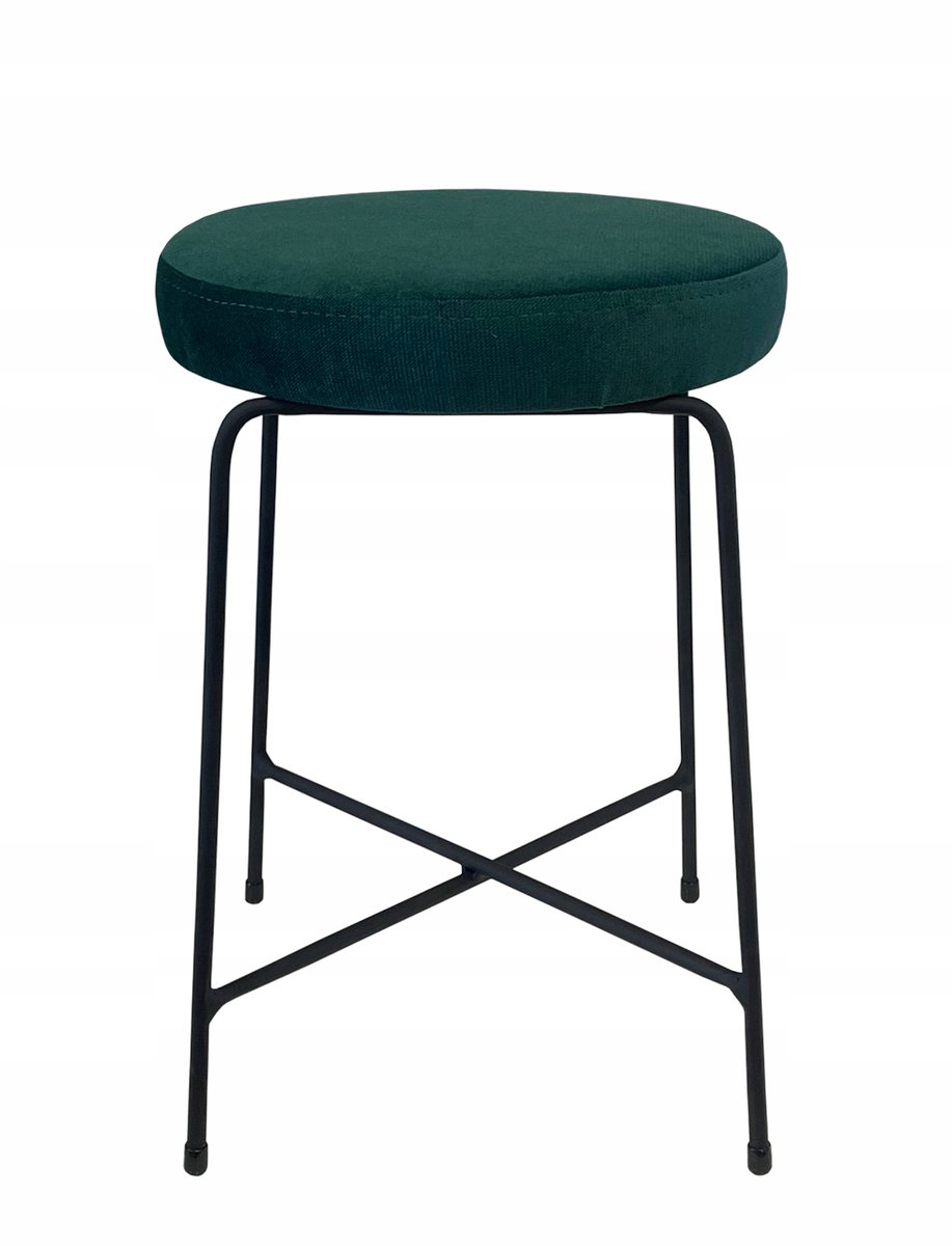 Groene metalen barkruk BOBI, 47 cm hoog, zachte zitting