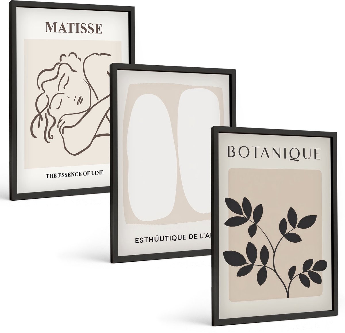 Tulup 4-Delige Schilderij Set - Stijlvolle minimalistische schilderijen met plantmotieven van Matisse - 40 x 60 cm - Schilderijen Set - Wanddecoratie - Woonkamer - Moderne Wanddecoratie