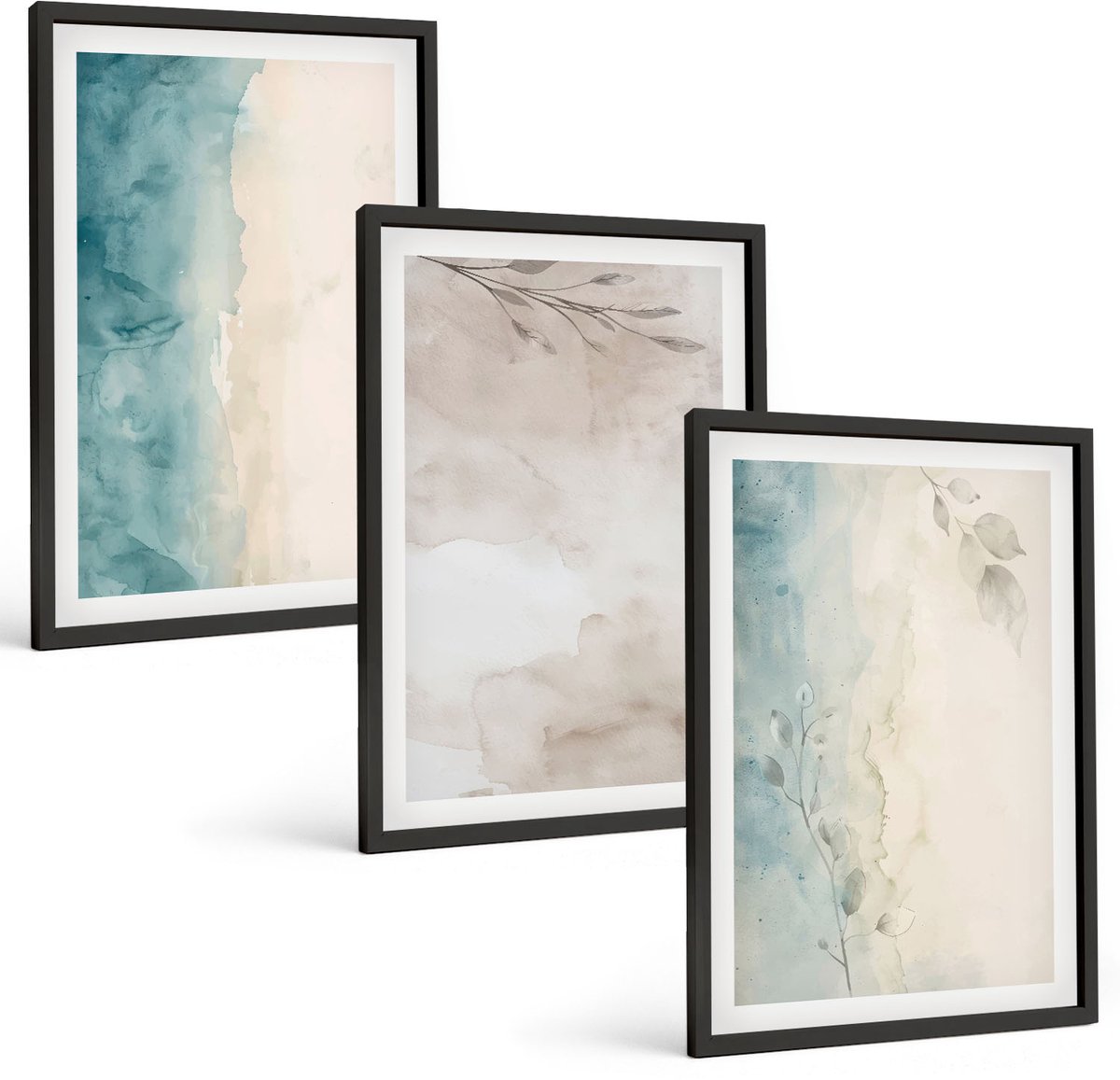 Tulup 4-Delige Schilderij Set - Subtiele aquarelverftextuur - 40 x 60 cm - Muurdecoratie - Wanddecoratie - Hal - Interieur Decoratie