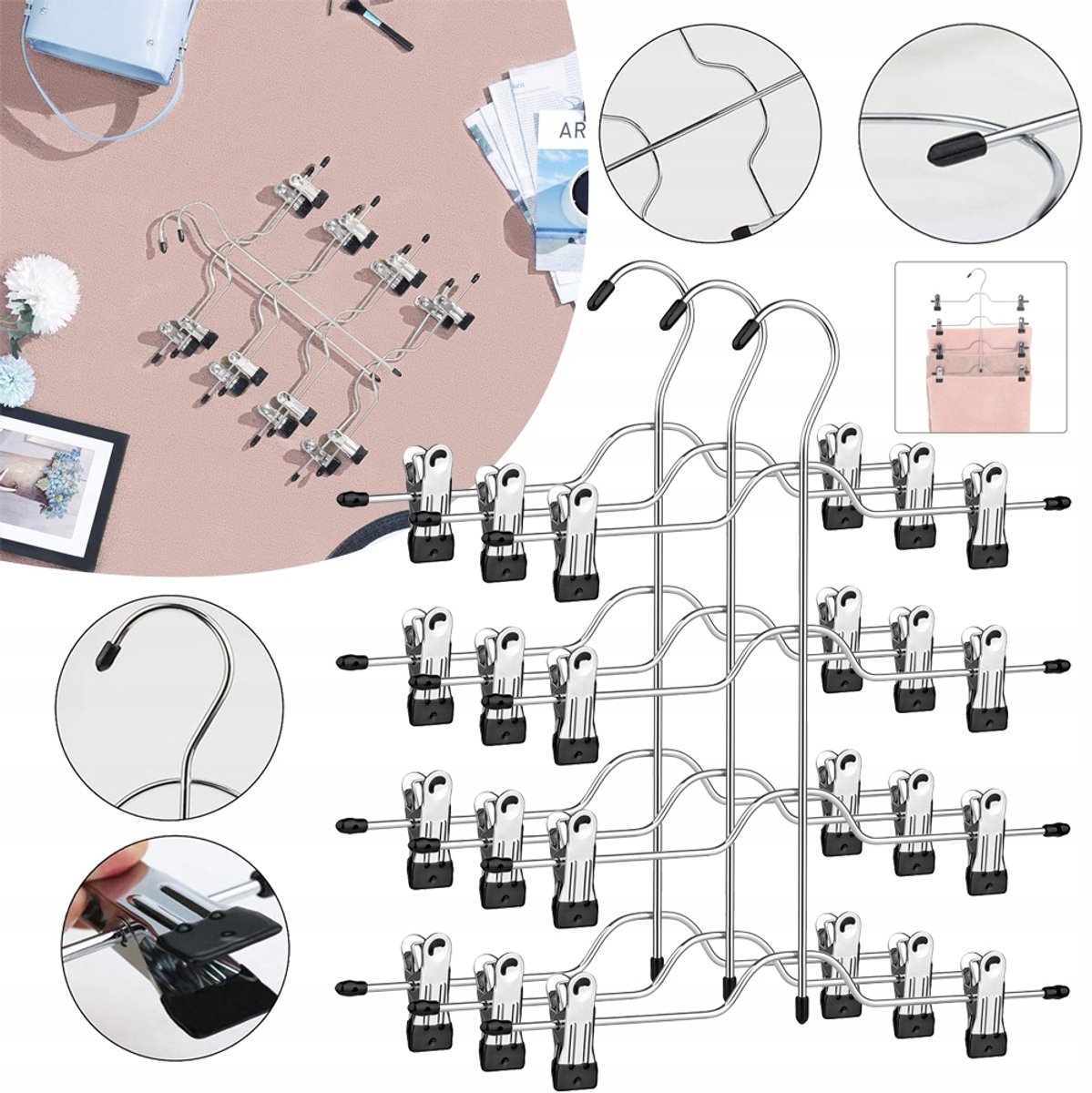 Merkloze Multivest Hanger met Clips - 3 Stuks