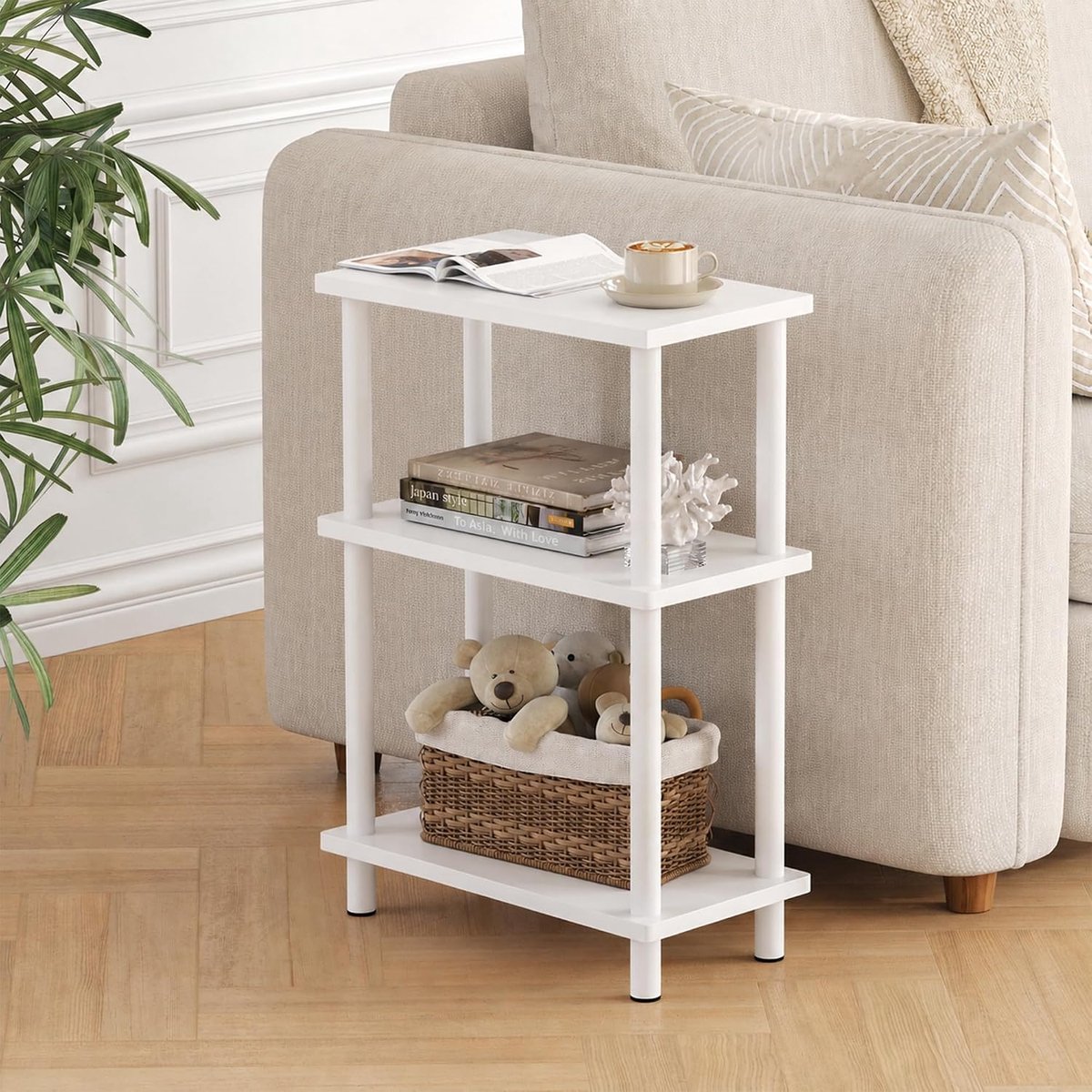 Zijtafel Slim 3-laags 40x18x61,5cm - Modern ontwerp - Perfect voor kleine ruimtes - Multifunctioneel - ShopVlot