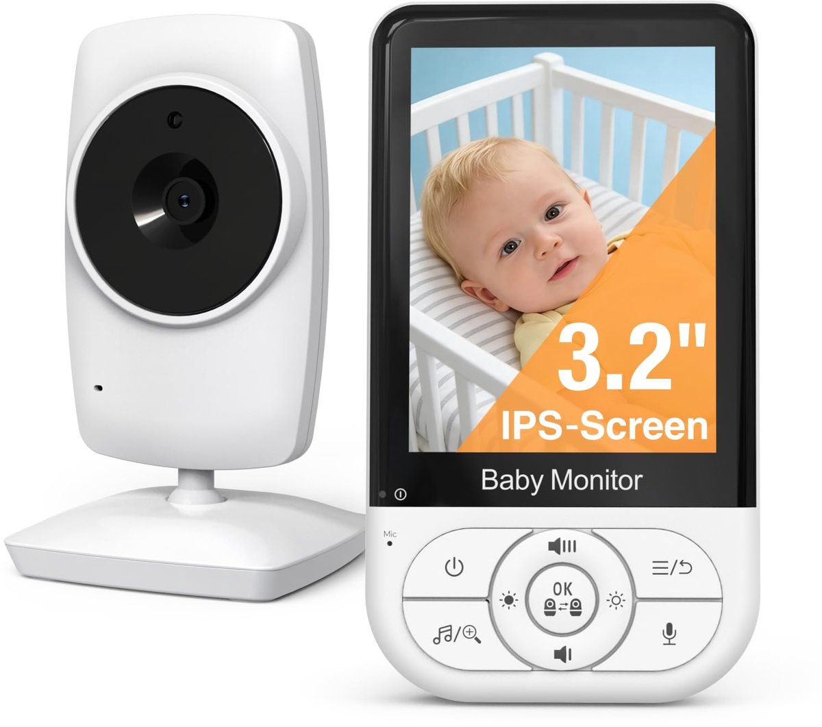Babyfoon met Camera – 3,2 Inch 720P HD – Nachtzicht – Terugspreekfunctie – ECO Modus – 300m Bereik